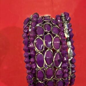 Purple Beaded Bracelet Set